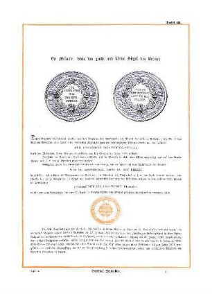 Die Medaille, sowie das große und kleine Siegel des Vereins