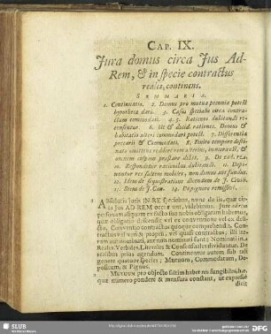 Cap. IX. Iura domus circa Ius Ad-Rem, & in specie contractus reales, continens