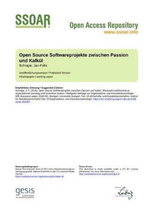 Open Source Softwareprojekte zwischen Passion und Kalkül