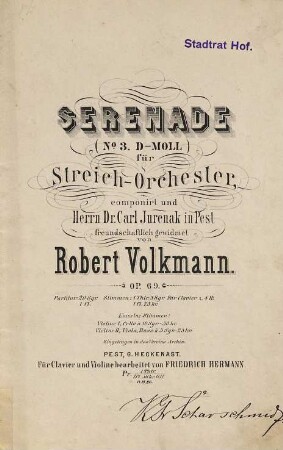 Serenade (No. 3 D-moll) für Streich-Orchester : Op. 69