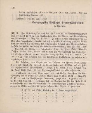 71. Ministerial-Bekanntmachung, betreffend eine Abgabenerhebung für die jedes Stück Rindvieh zur Verbandskasse der Viehbesitzer des Großherzogthums Sachsen