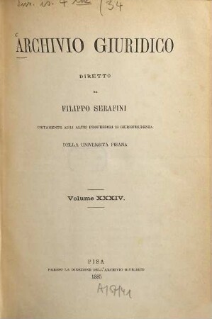 Archivio giuridico. 34. 1885