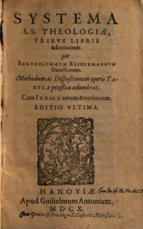 Systema S.S. Theologiae : Tribvs Libris adornatum