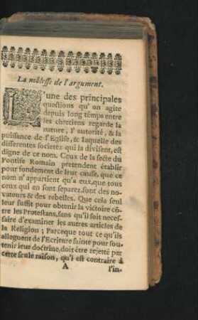 La noblesse de l'argument.