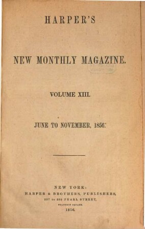 Harper's new monthly magazine. 13, 13. 1856