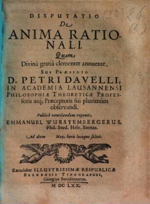 Disp. de anima rationali, 1