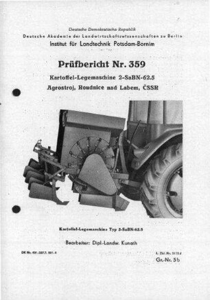 Kartoffellegemaschine, Typ 2 - SaBP - 62,5