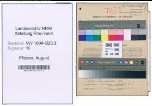 Entnazifizierung August Pfitzner , geb. 08.10.1897 (Vertreter)