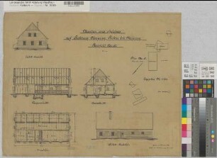 Raesfeld (Raesfeld) Pachtung Meyering Neubau eines Speichers Ansichten, Schnitte, Grundriß, Lageplan 1913 1 : 100/500 49 x 61 Zeichnung Landsberg-Velensches Bauamt Landsberg-Velen