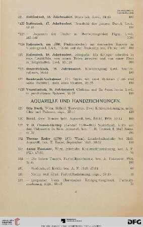 Aquarelle und Handzeichnungen (Nr. 129-173)