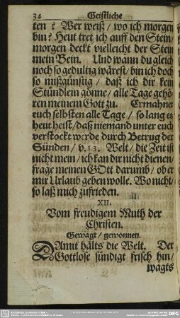 XII. Vom freudigem Muth der Christen