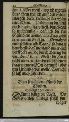 XII. Vom freudigem Muth der Christen