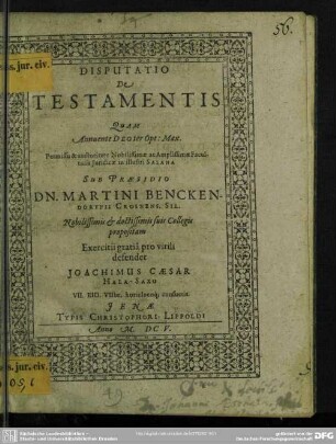 Disputatio De Testamentis