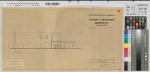 Münster (Münster) ehem. Train-Kaserne, Dahlweg Gebäude 10 Ostansicht 1960 1 : 100 29,5 x 58 Zeichnung Finanzbauamt Münster-Ost