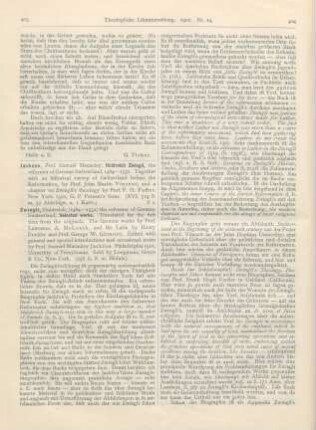 403-405 [Rezension] Zwingli, Huldreich, Selected works