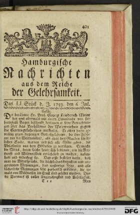 Das LI. Stück - Das LX. Stück (den 6 Jul. - den 7 August.)