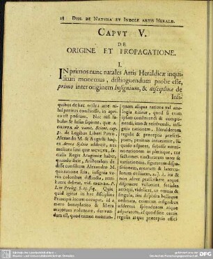 Caput V. De Origine Et Propagatione