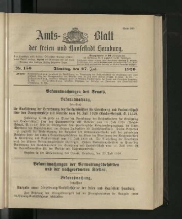 No. 156, 27. Juli 1920