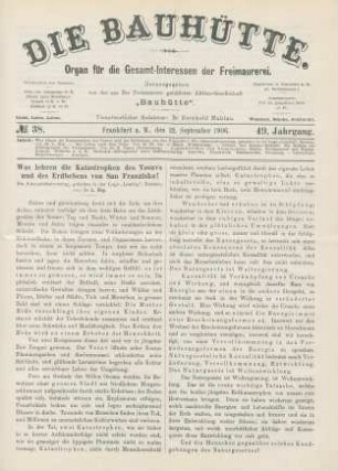 No. 38. Frankfurt a. M., den 22. September 1906. 49. Jahrgang.