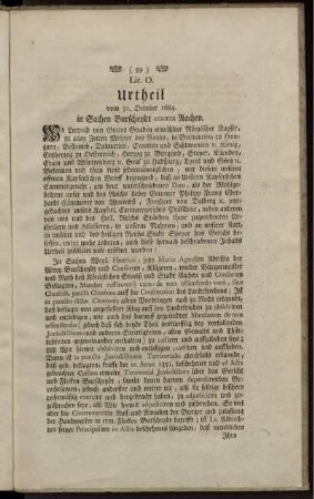 Urtheil vom 31. October 1684 in Sachen Burschendt contra Aachen