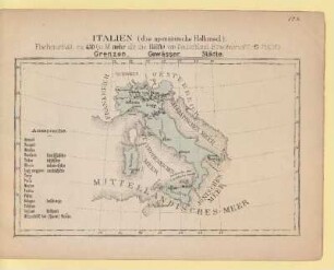 Italien (die apenninische Halbinsel). Grenzen, Gewässer, Städte