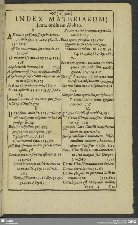 Index Materiarum juxta ordinem Alphab.