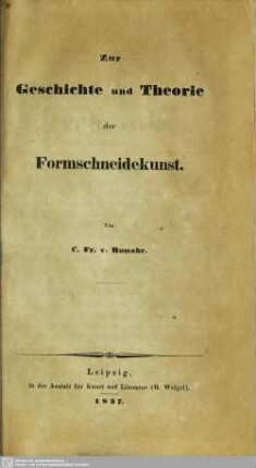 Zur Geschichte und Theorie der Formschneidekunst
