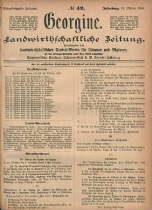 Achtundsechzigster Jahrgang. No. 42. Insterburg, 18. Oktober 1900.