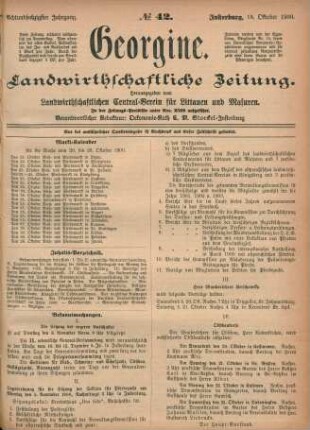 Achtundsechzigster Jahrgang. No. 42. Insterburg, 18. Oktober 1900.