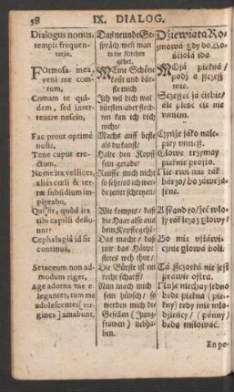 Dialogus nonus = Das neunde Gespräch = Dziewiata Rozmowa