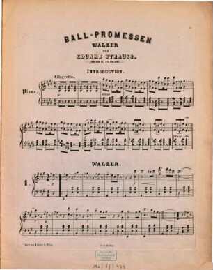Ball-Promessen : Walzer für Pianoforte ; op. 82
