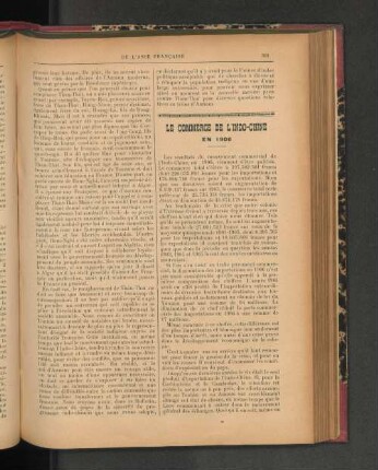 Le Commerce de l'Indo-Chine en 1906.