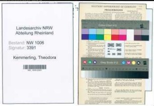 Entnazifizierung Theodora Kemmerling , geb. 04.06.1877 ()