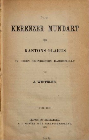 Die Kerenzer Mundart des Kantons Glarus