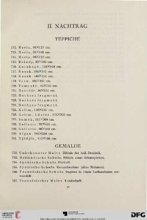 II. Nachtrag (Nr. 712-752)