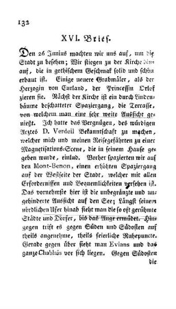 Sechzehenter Brief - Lausanne. Der Genfer-See. Magnetisme animal