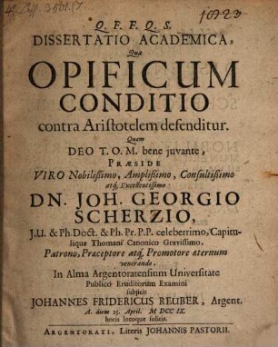 Diss. acad. qua opificum conditio contra Aristotelem defenditur