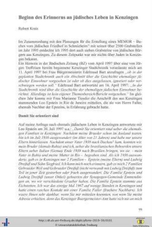 Beginn des Erinnerns an jüdisches Leben in Kenzingen