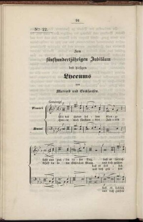 22. [Festlied, gedichtet von Marcard, componirt von Enckhausen]