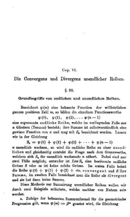 Cap. VI. Die Convergenz und Divergenz unendlicher Reihen.