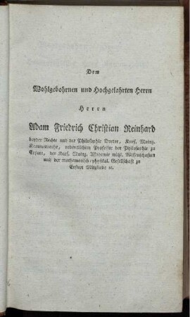 Adam Friedrich Christian Reinhard.