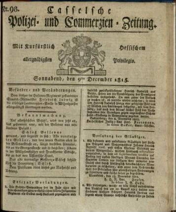 Nr. 98, Sonnabend, den 9ten December 1815