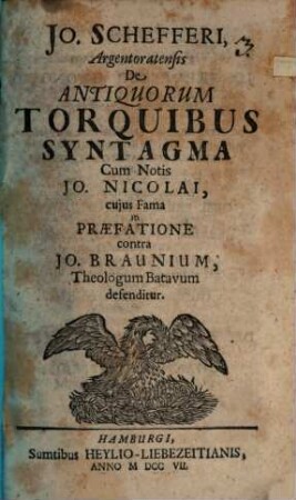 Jo. Schefferi, Argentoratensis De Antiquorum Torquibus Syntagma