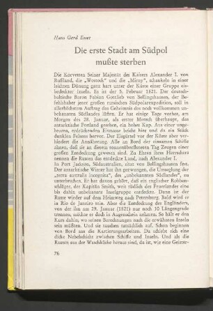 Die erste Stadt am Südpol mußte sterben