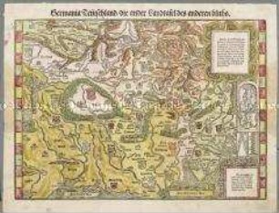 Germania Teutschland, die ander Landtafel des anderen buochs. Aus: Johannes Stumpf: Schweizer Chronik. Zürich: Christoph Froschauer, 1547/ 1548