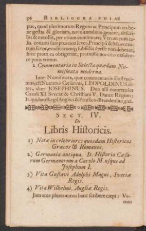 Sect. IV. De LIbris Historicis.