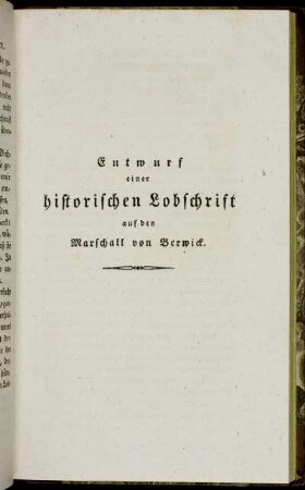 Entwurf einer historischen Lobschrift auf den Marschall von Berwick.