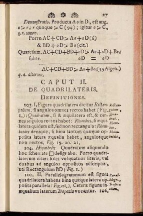 Caput II. De Quadrilateris. Definitiones.