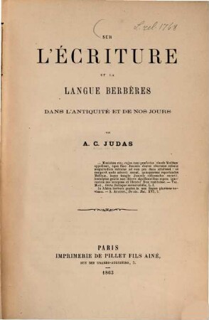 Sur l'écriture & la langue Berbères dans l'antiquité & de nos jours