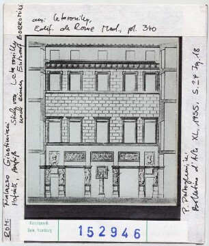 Rom: Palazzo Giustiniani, Aufriss, Stich von Letrouilly, Entwurf Borromini